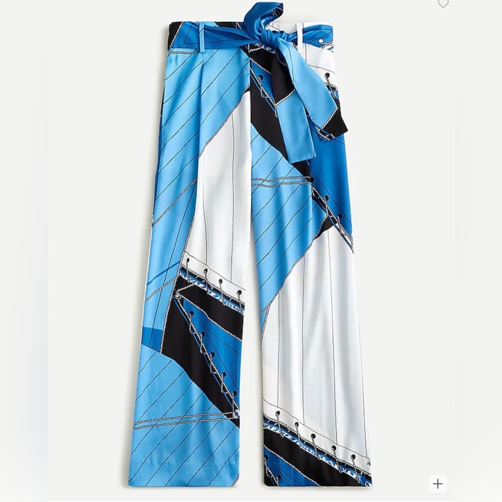 J. Crew Tie Waist Pants in Ratti Regatta Print NWOT
